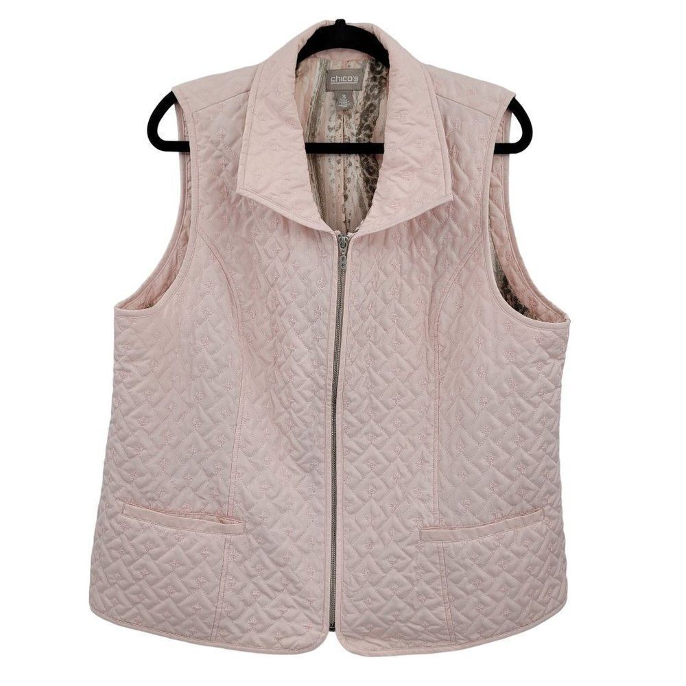 Chico's Vest Quilted Pastel Barbiecore Gorpcore Soft Girl Coquette Pink 3
